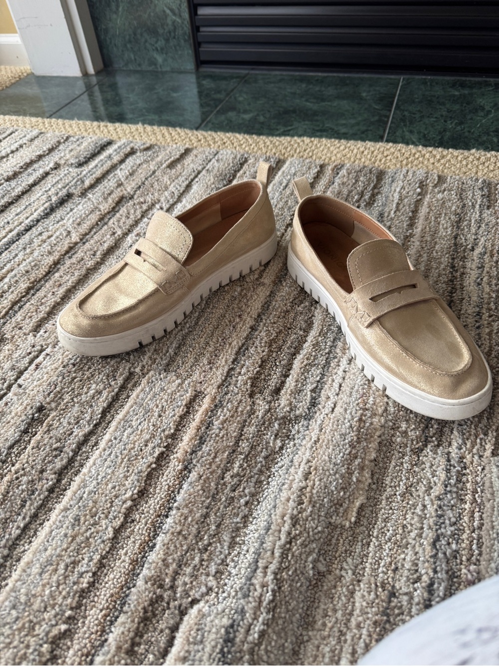 Vionic Uptown Shimmery Taupe  Slip-On Loafers - Picture 2 of 5